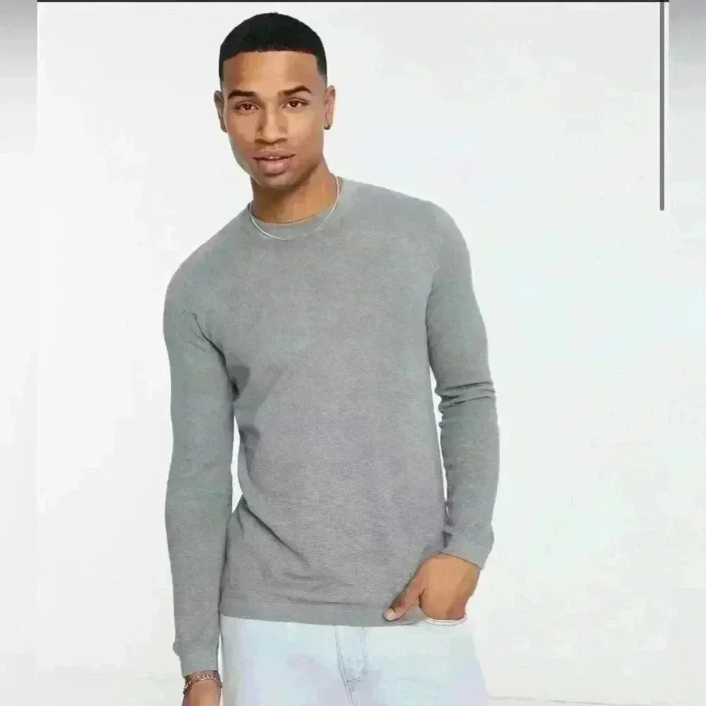 Selected Homme Crewneck Sweater, Men Size XXL, Gray
